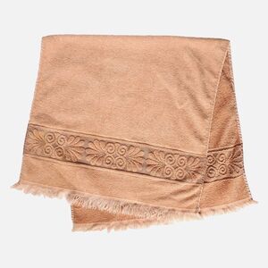 Cannon Monticello Cotton Blend Bath Towel Faded Orange Floral Texture Fringe